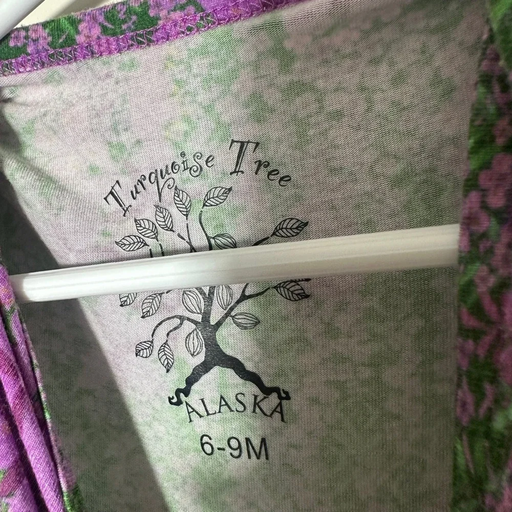 Turquoise Tree Footed Sleeper Baby 6-9M Purple Polar Bear Alaska Bamboo Pajamas